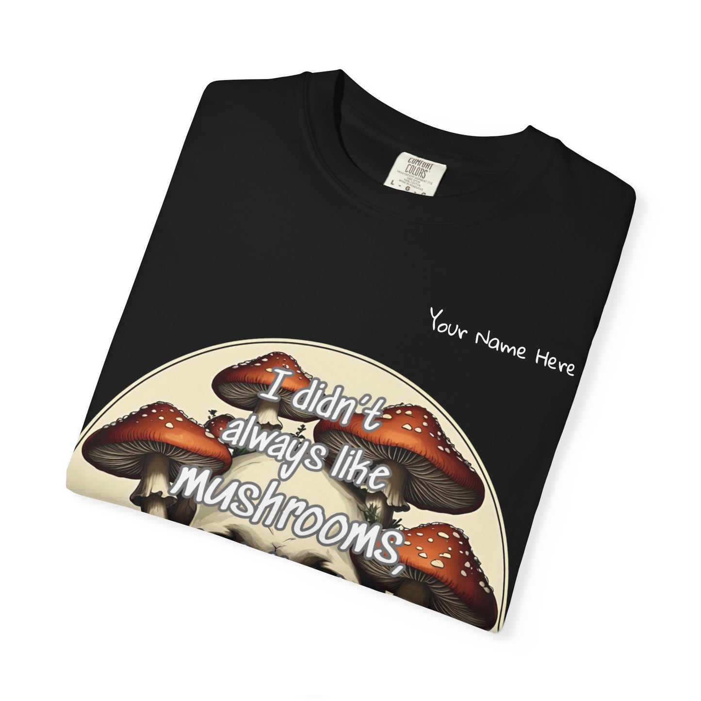 Mushroom Lover T-Shirt, Unisex Garment-Dyed Tee, Skulls and Fungi Graphic Shirt, Unique Gift for Nature Lovers, Halloween Apparel