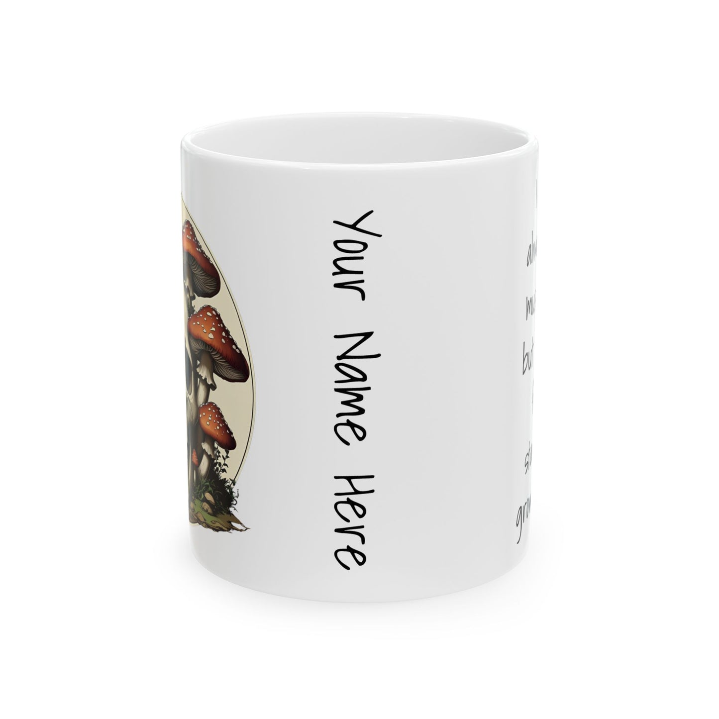 Personalized Mug - Whimsical Mushroom and Skull Ceramic Mug (11oz, 15oz)