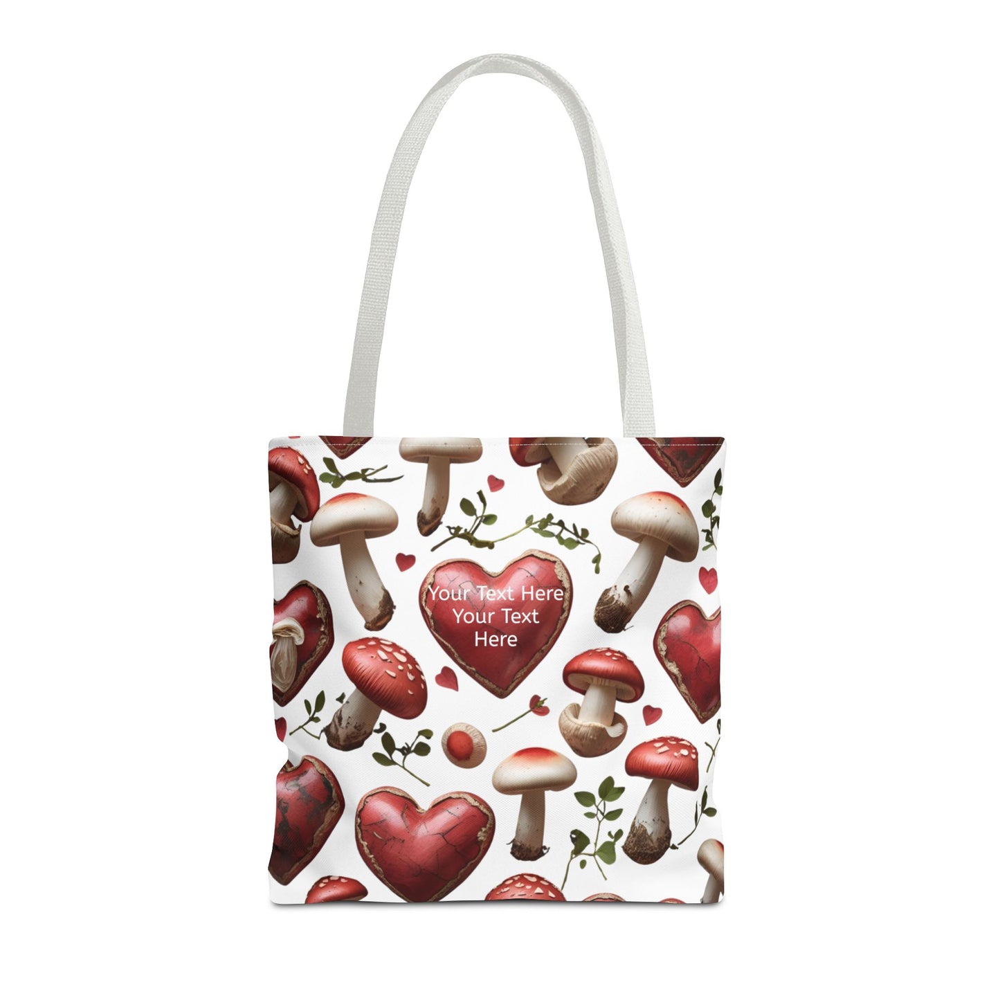 Romantic Mushroom Tote Bag | Cute Heart & Fungi Design | Eco-Friendly Shopping Bag, Gift for Her, Floral Grocery Bag, Boho Style