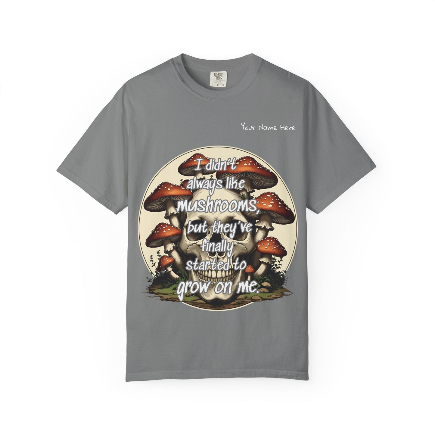 Mushroom Lover T-Shirt, Unisex Garment-Dyed Tee, Skulls and Fungi Graphic Shirt, Unique Gift for Nature Lovers, Halloween Apparel