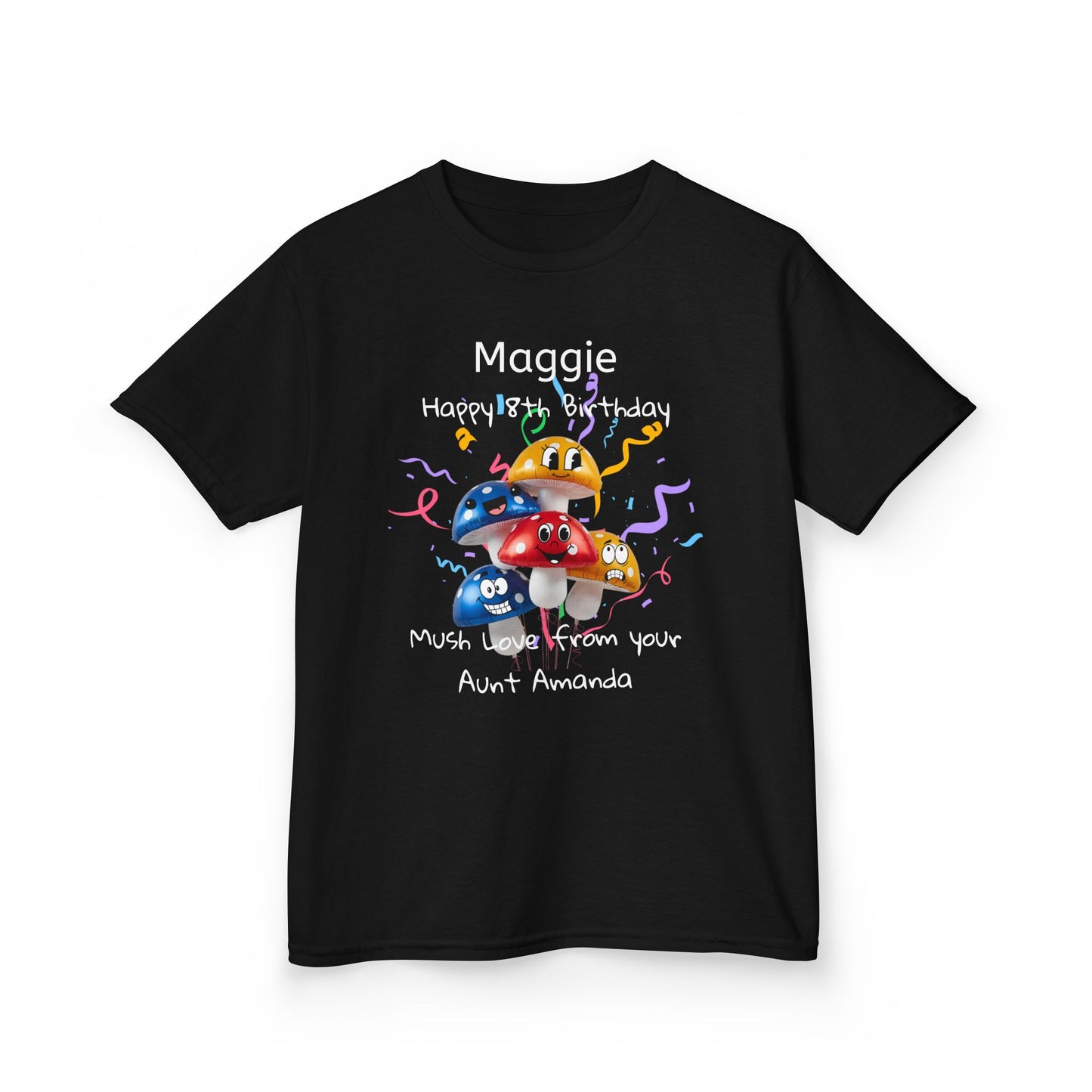 Child Birthday Mushroom Balloons Unisex Tee, Customized Party Shirt, Boy Girl Man Woman, Personalized Cotton Top, Celebration
