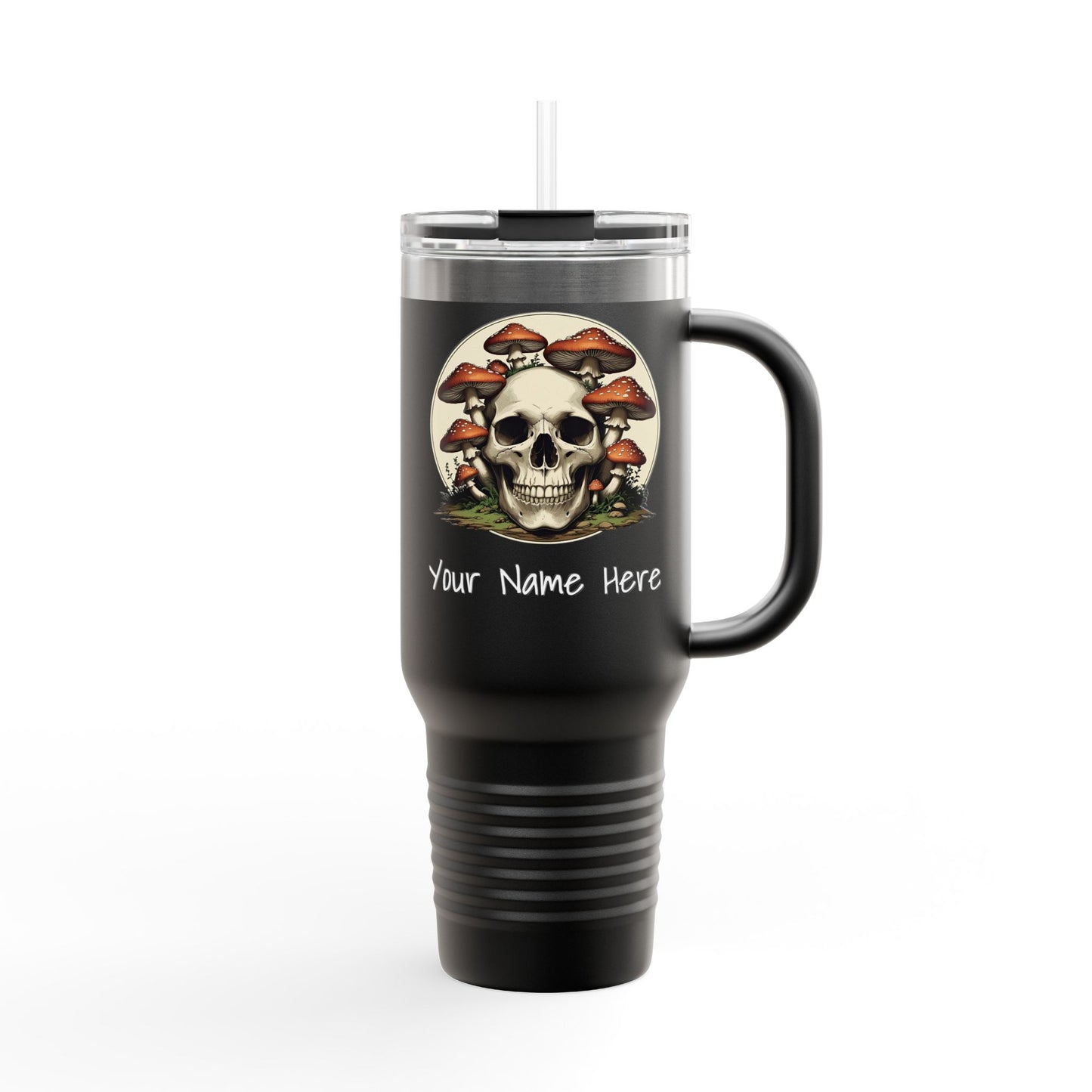 Funny Skull and Mushroom Insulated Travel Mug