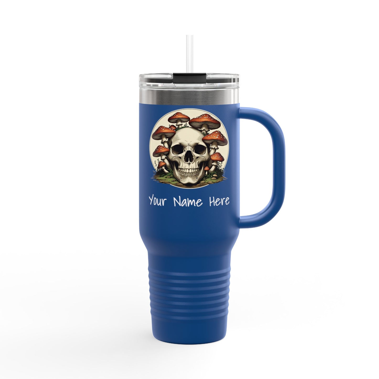 Funny Skull and Mushroom Insulated Travel Mug