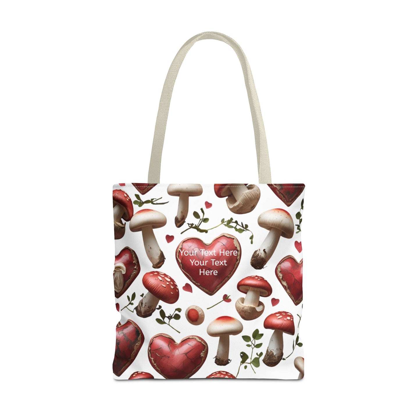 Romantic Mushroom Tote Bag | Cute Heart & Fungi Design | Eco-Friendly Shopping Bag, Gift for Her, Floral Grocery Bag, Boho Style