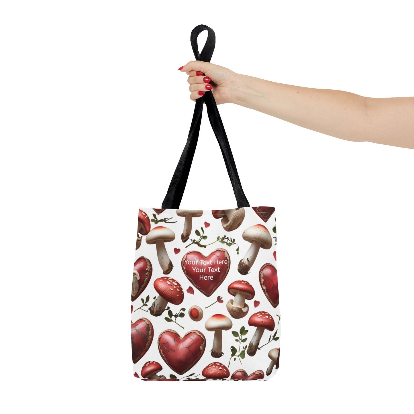 Romantic Mushroom Tote Bag | Cute Heart & Fungi Design | Eco-Friendly Shopping Bag, Gift for Her, Floral Grocery Bag, Boho Style