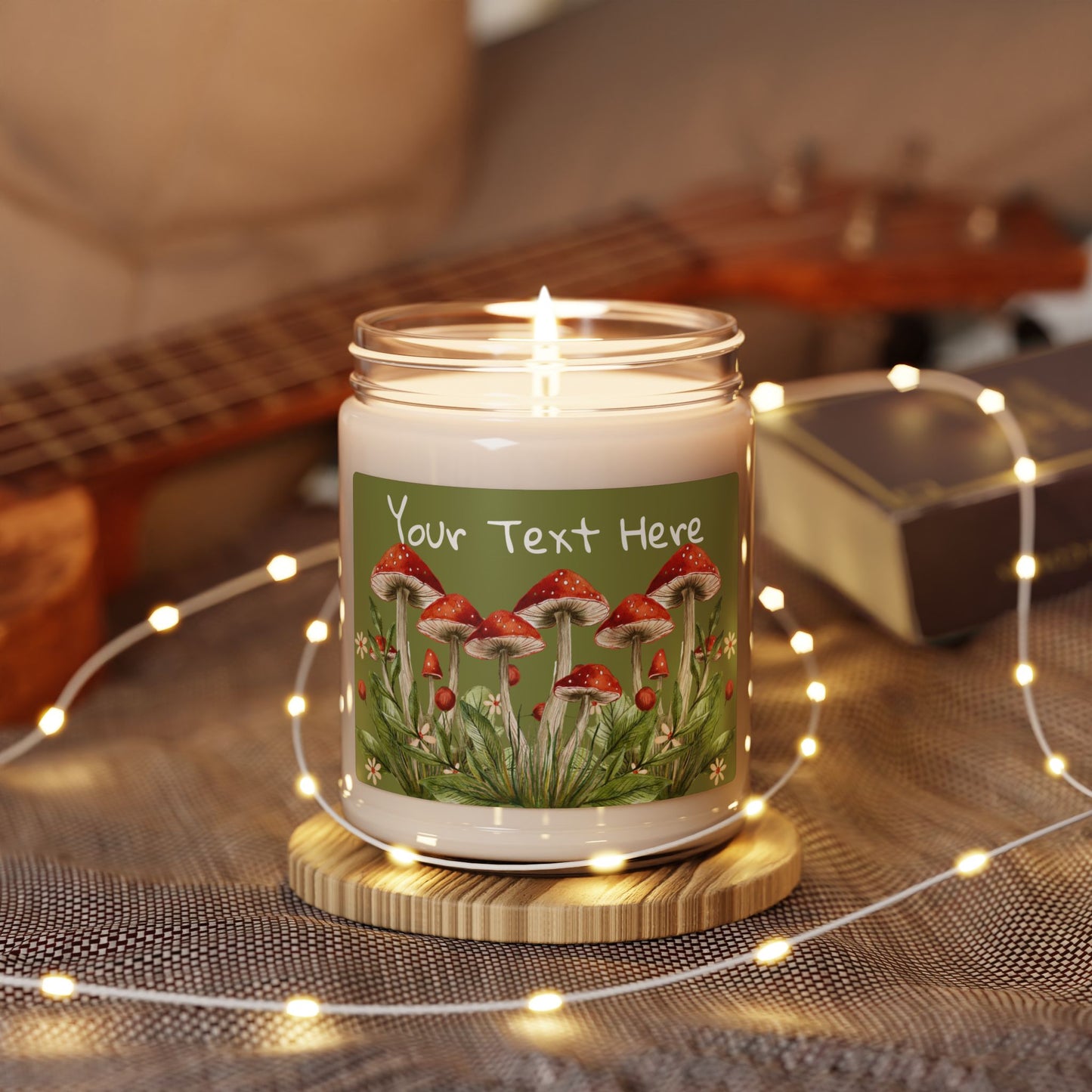 Mushroom Theme Scented Soy Candle, Personalized Candles for Home Decor, Eco-Friendly Gifts, Holiday Candles, Self-Care Essentials