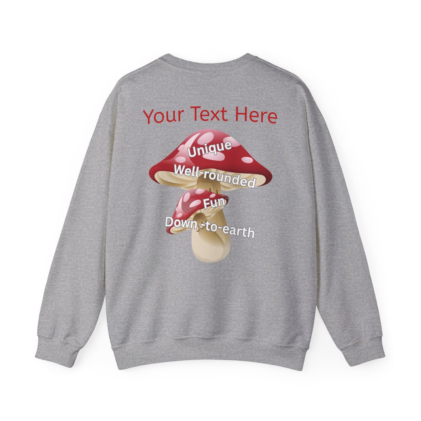 Personalized Fun Mushroom Crewneck Sweatshirt | Unique Design for Casual Outings, Gifts, Festivals, and Cozy Days!