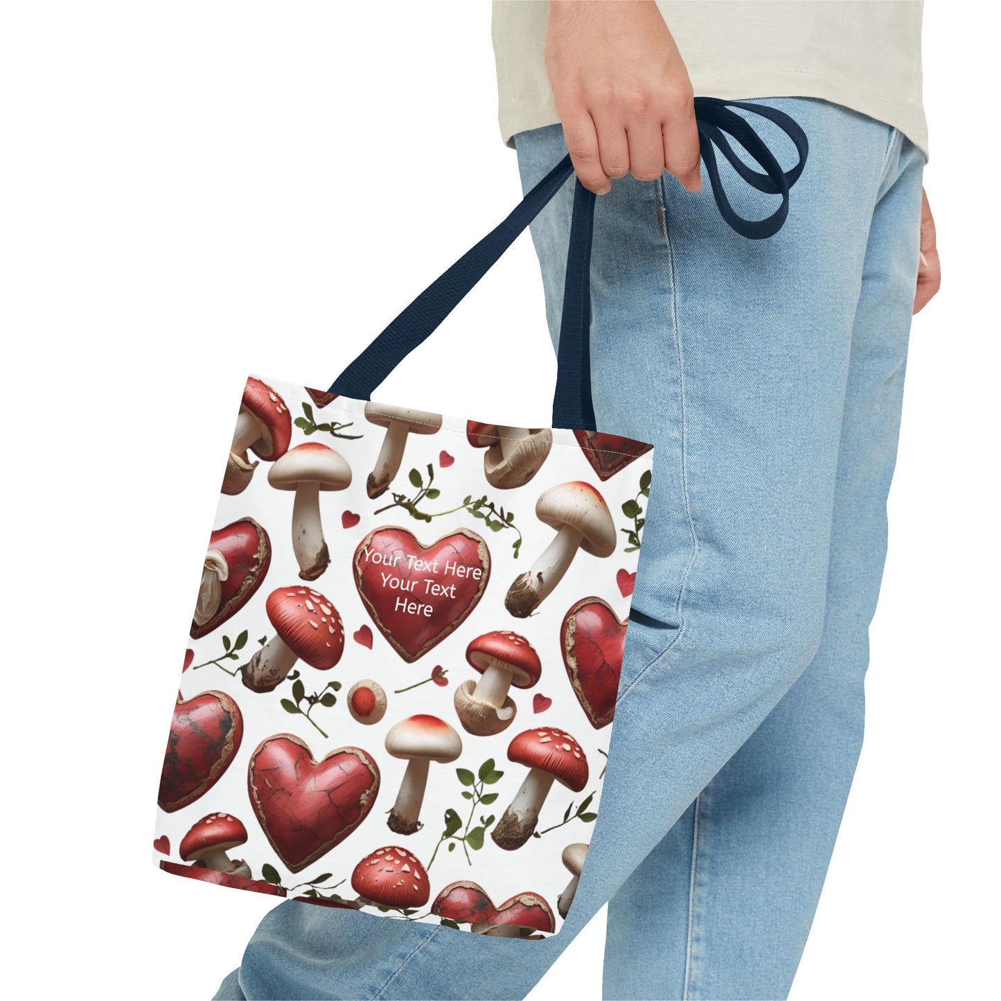 Romantic Mushroom Tote Bag | Cute Heart & Fungi Design | Eco-Friendly Shopping Bag, Gift for Her, Floral Grocery Bag, Boho Style