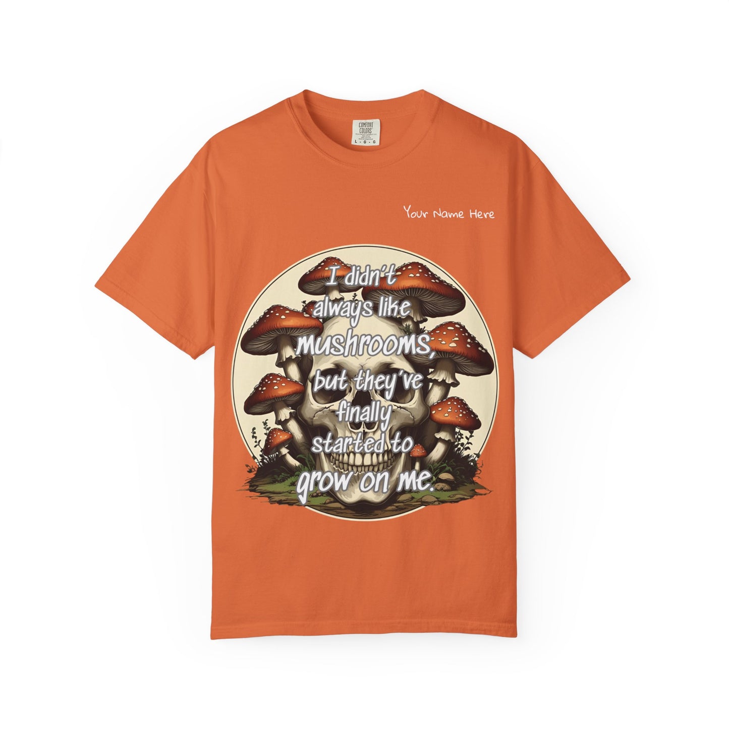 Mushroom Lover T-Shirt, Unisex Garment-Dyed Tee, Skulls and Fungi Graphic Shirt, Unique Gift for Nature Lovers, Halloween Apparel