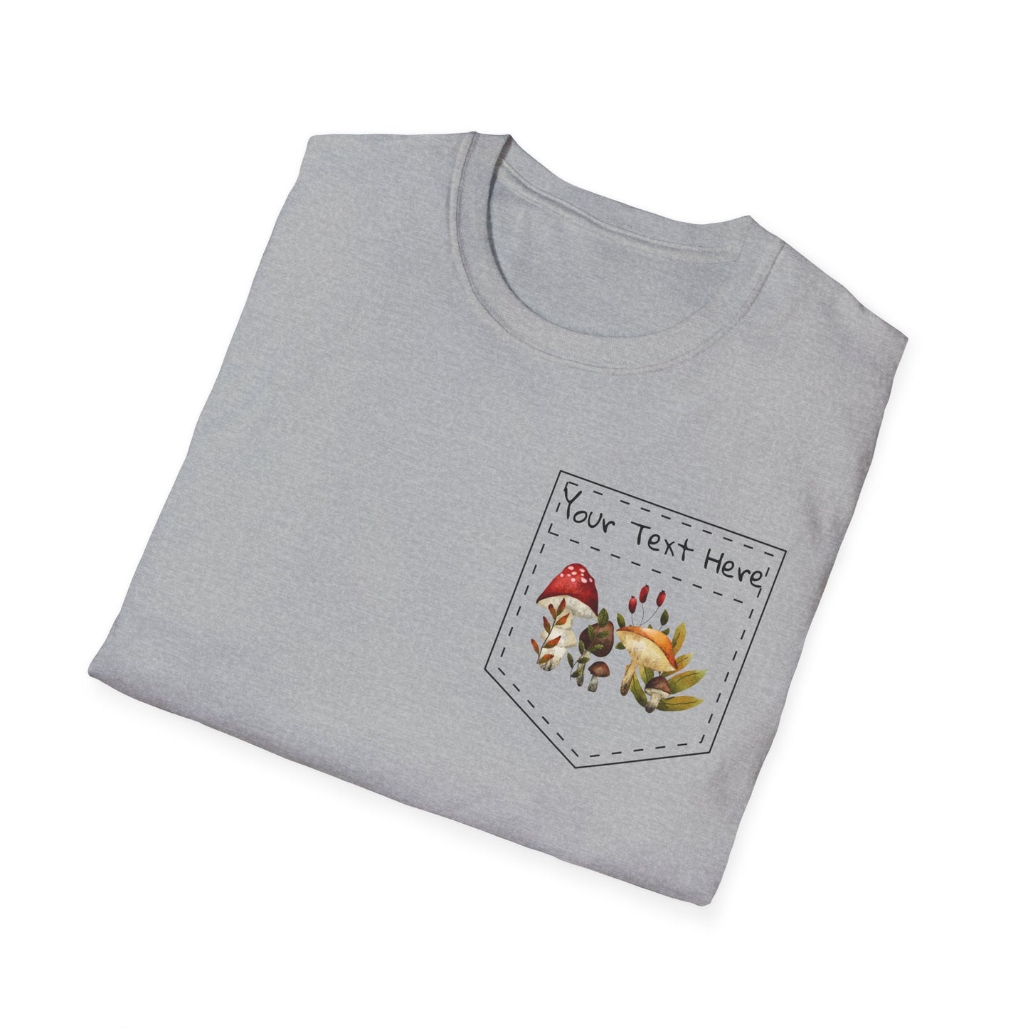 Mushroom Pocket Tee, Nature T-Shirt, Plant Lover Gift, Botanical Graphic Shirt, Fungi Print Top