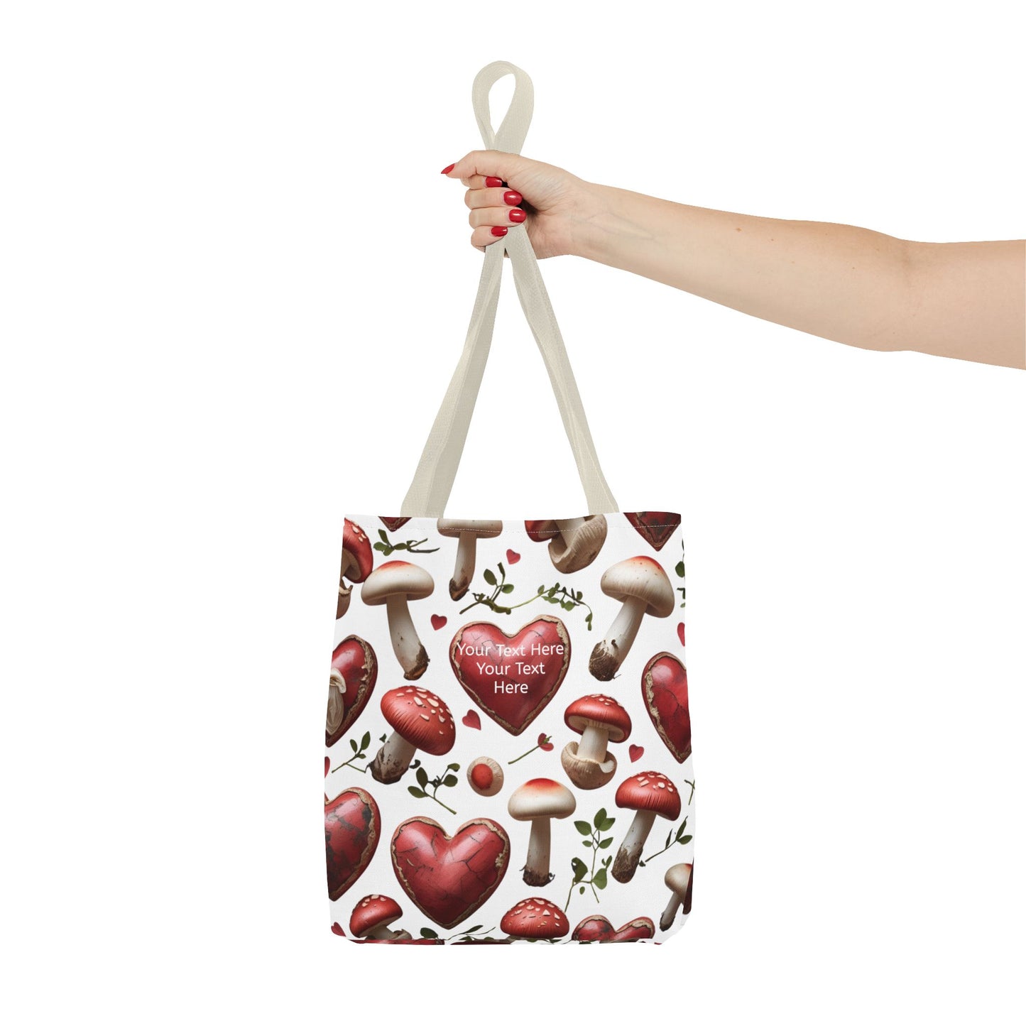 Romantic Mushroom Tote Bag | Cute Heart & Fungi Design | Eco-Friendly Shopping Bag, Gift for Her, Floral Grocery Bag, Boho Style