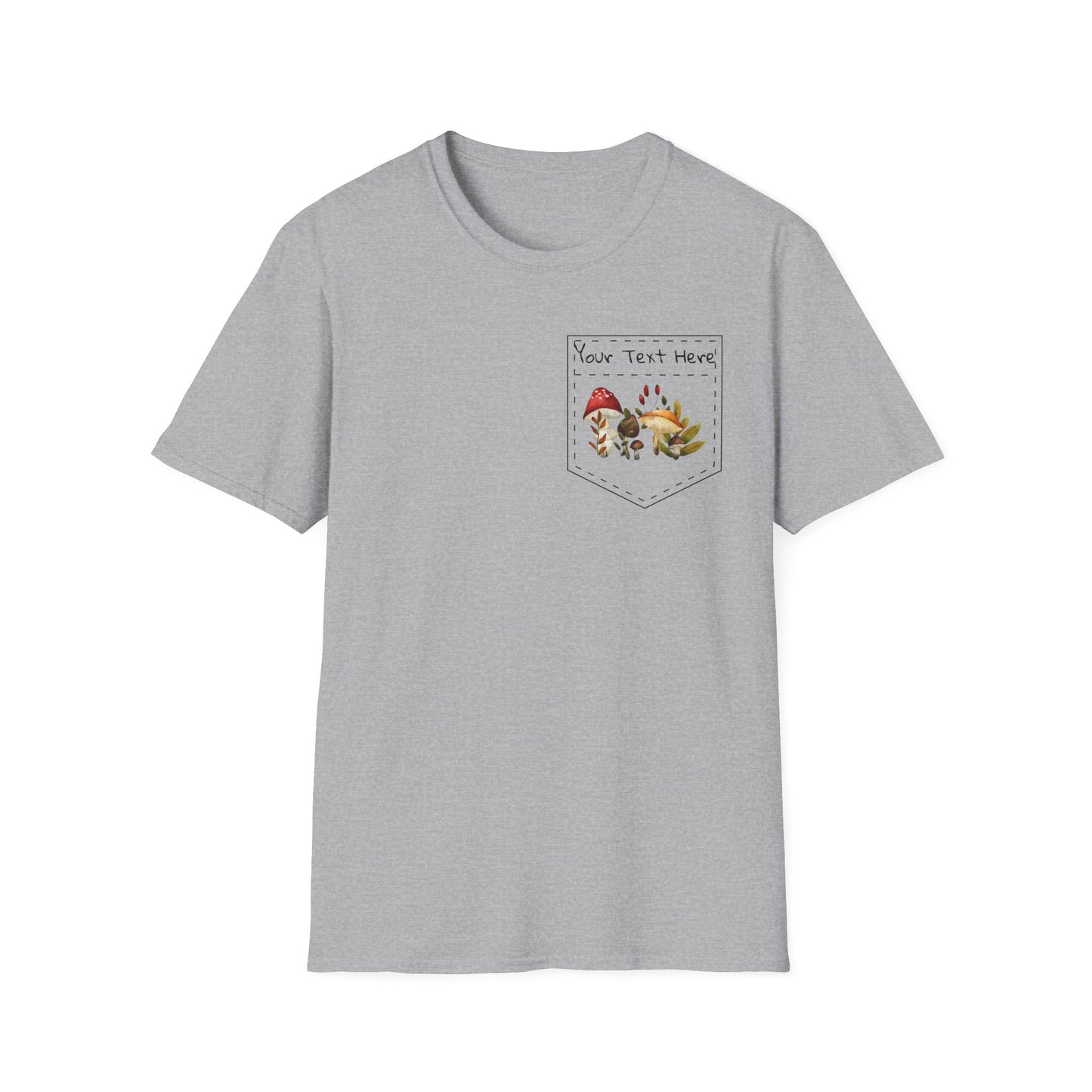 Mushroom Pocket Tee, Nature T-Shirt, Plant Lover Gift, Botanical Graphic Shirt, Fungi Print Top