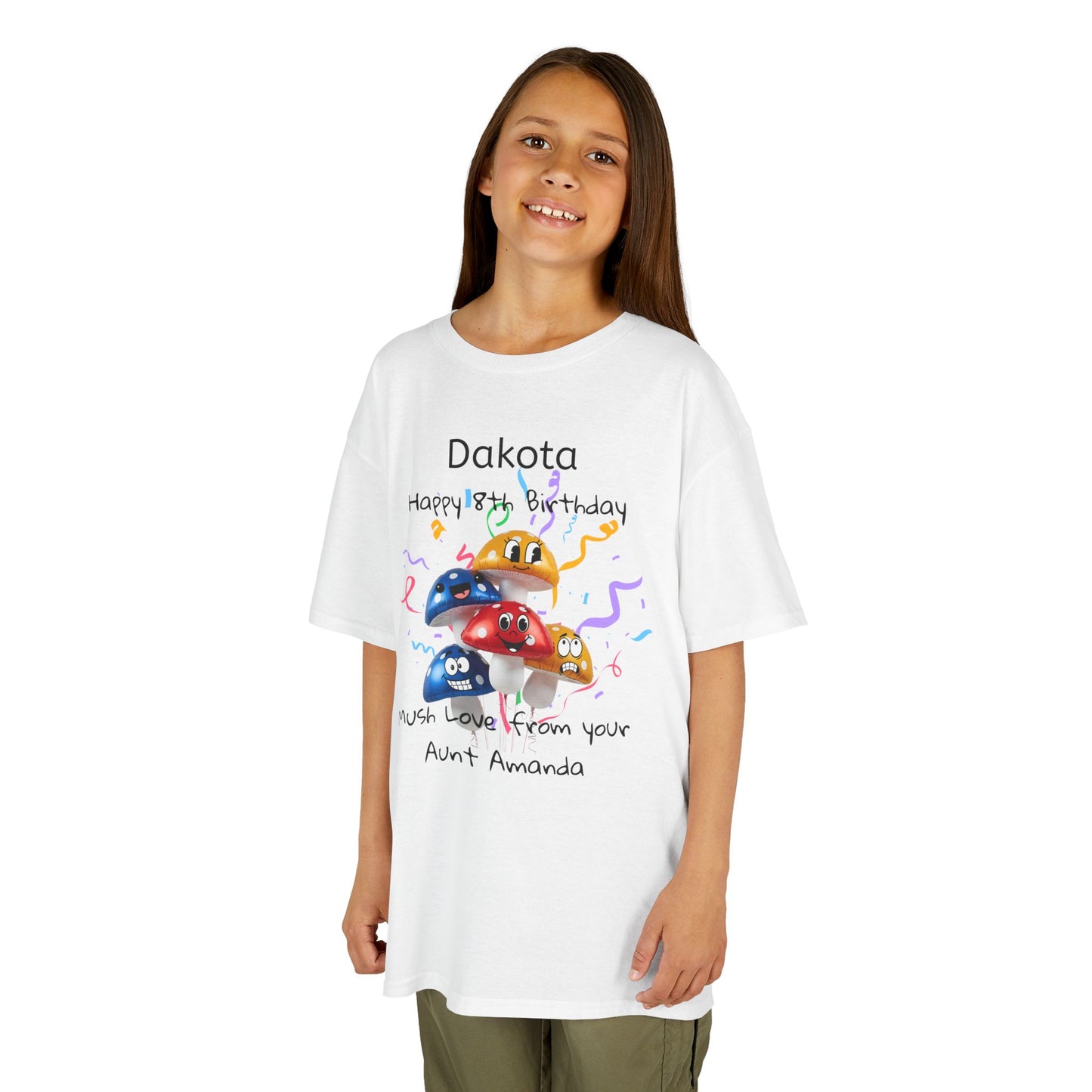 Child Birthday Mushroom Balloons Unisex Tee, Customized Party Shirt, Boy Girl Man Woman, Personalized Cotton Top, Celebration