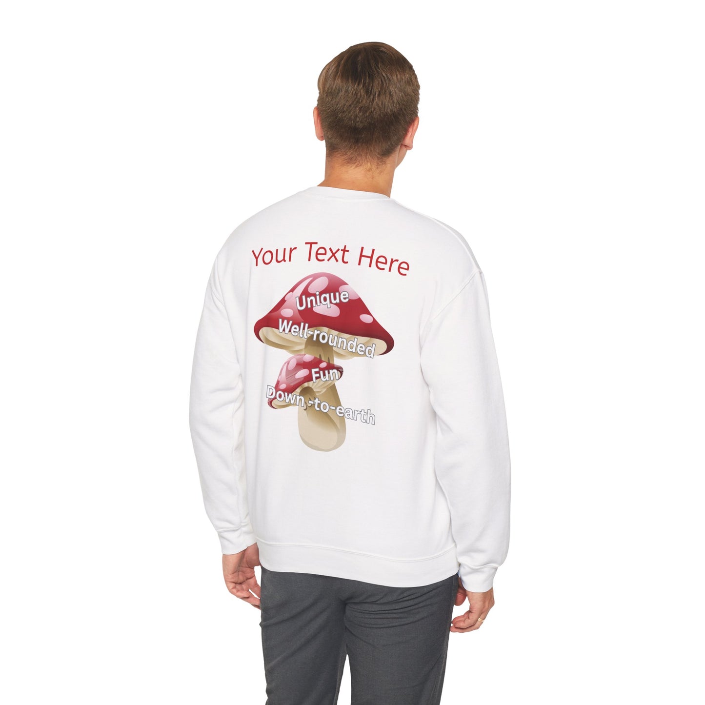 Personalized Fun Mushroom Crewneck Sweatshirt | Unique Design for Casual Outings, Gifts, Festivals, and Cozy Days!