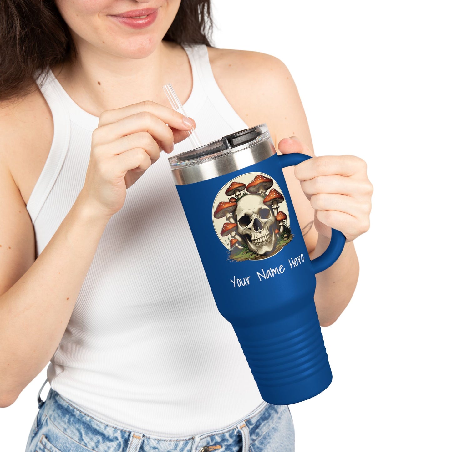 Funny Skull and Mushroom Insulated Travel Mug