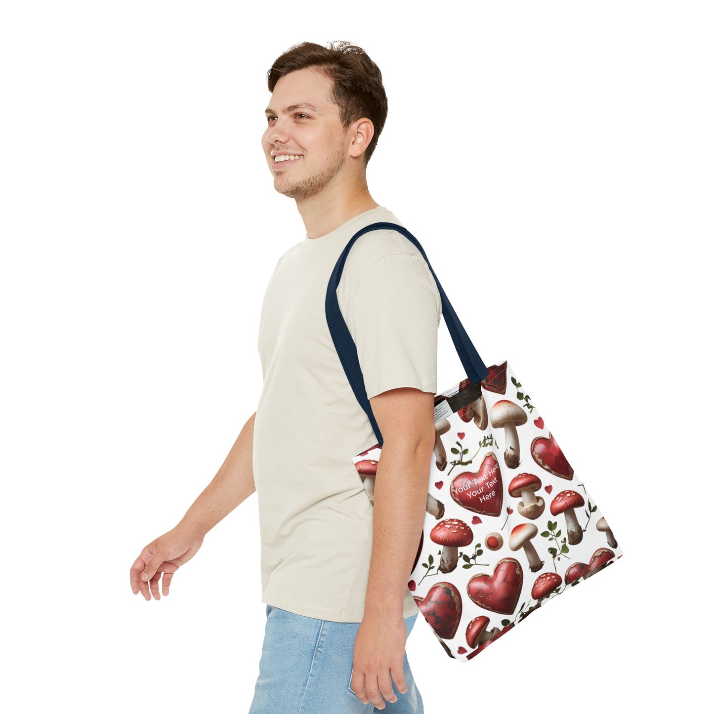 Romantic Mushroom Tote Bag | Cute Heart & Fungi Design | Eco-Friendly Shopping Bag, Gift for Her, Floral Grocery Bag, Boho Style