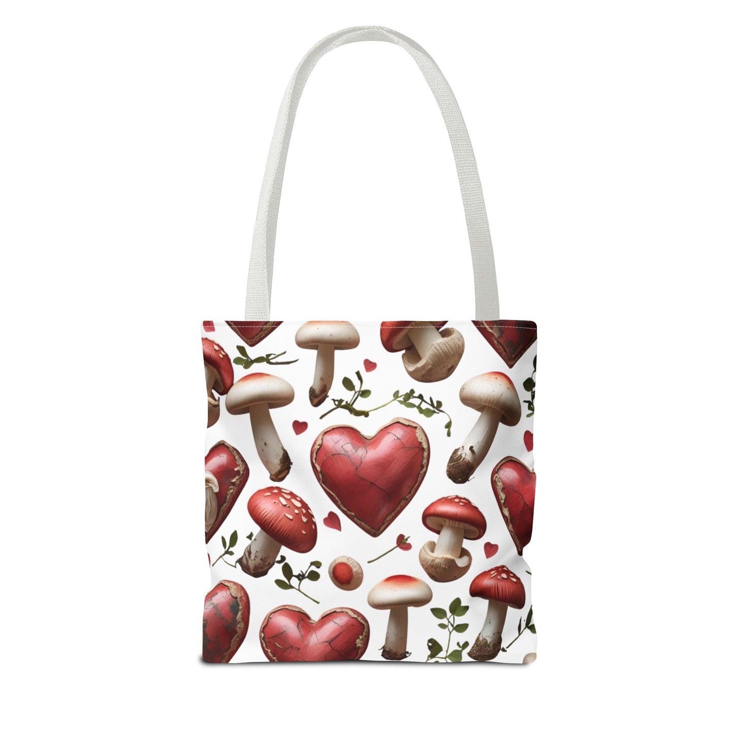 Romantic Mushroom Tote Bag | Cute Heart & Fungi Design | Eco-Friendly Shopping Bag, Gift for Her, Floral Grocery Bag, Boho Style