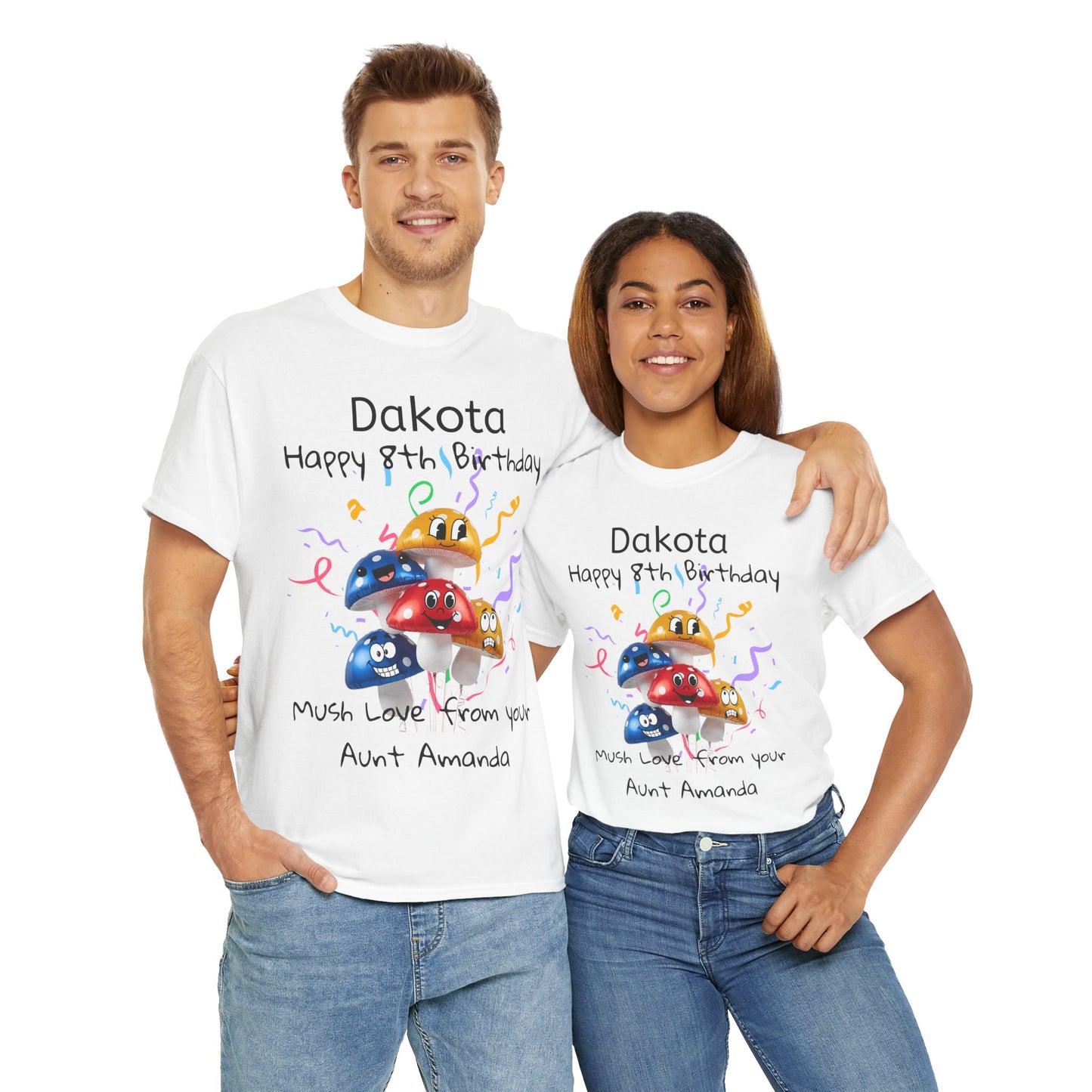 Adult Birthday Mushroom Balloons Unisex Tee, Customized Party Shirt, Boy Girl Man Woman, Personalized Cotton Top, Celebration