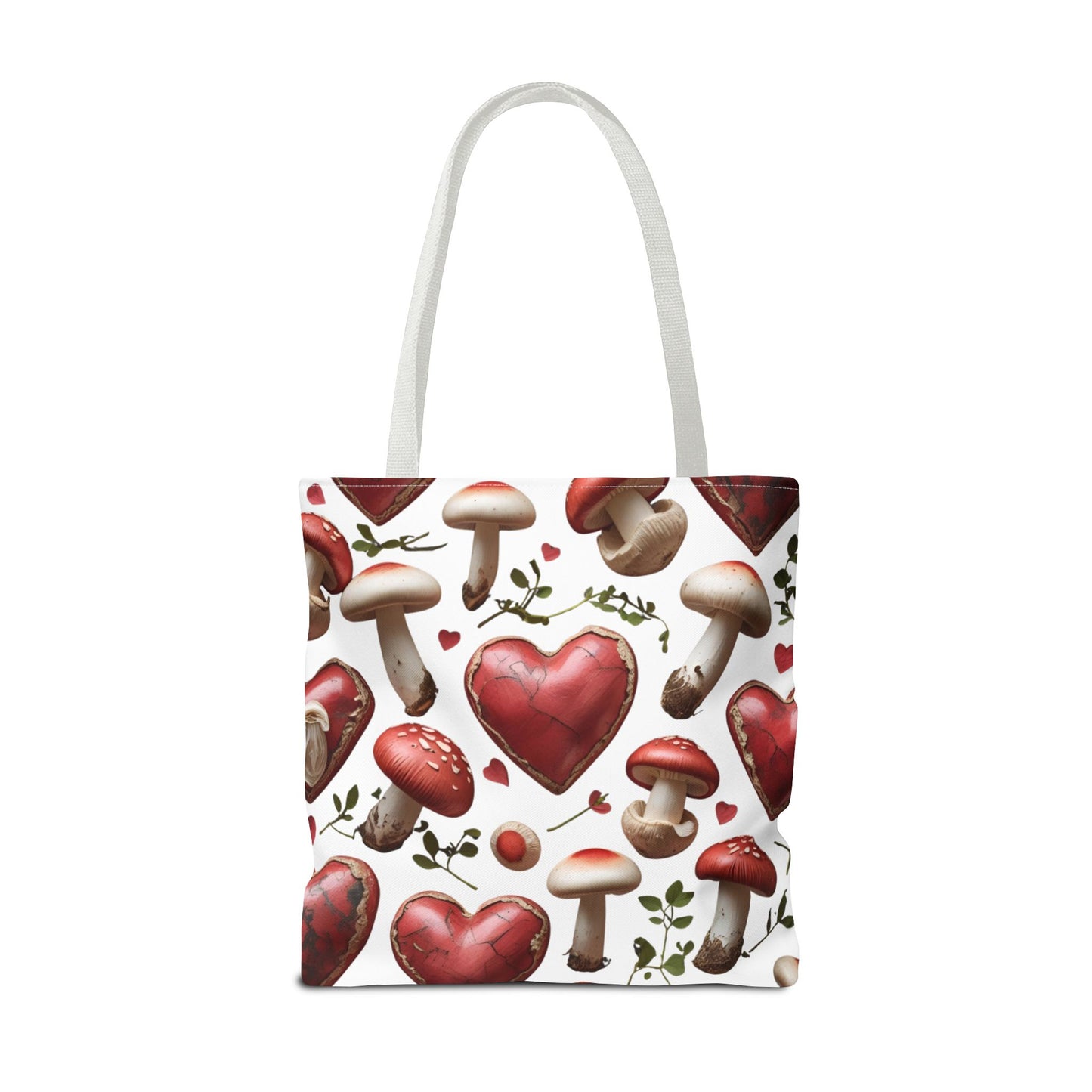 Romantic Mushroom Tote Bag | Cute Heart & Fungi Design | Eco-Friendly Shopping Bag, Gift for Her, Floral Grocery Bag, Boho Style