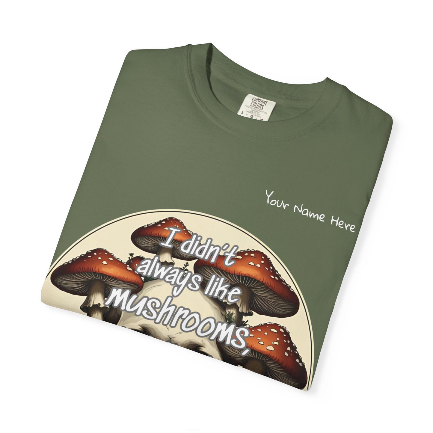Mushroom Lover T-Shirt, Unisex Garment-Dyed Tee, Skulls and Fungi Graphic Shirt, Unique Gift for Nature Lovers, Halloween Apparel