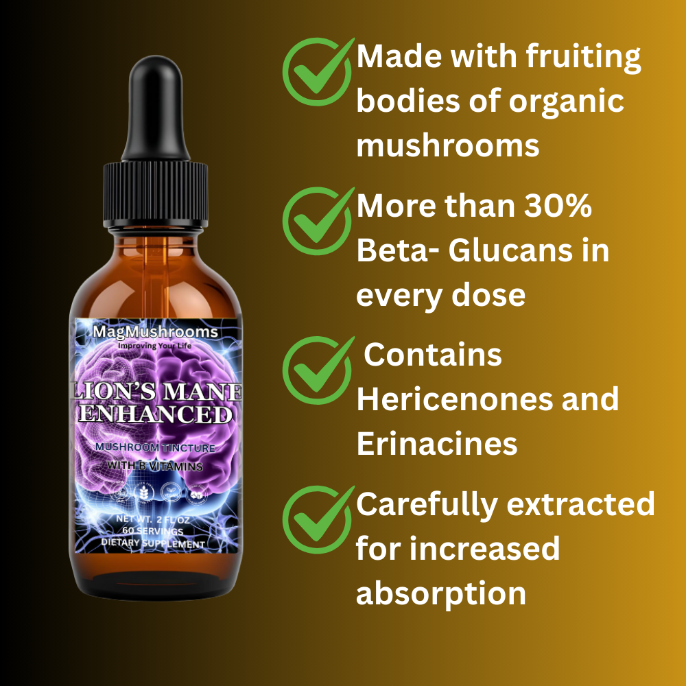 Lion's Mane Mushroom Tincture Enhanced with B6 and B12