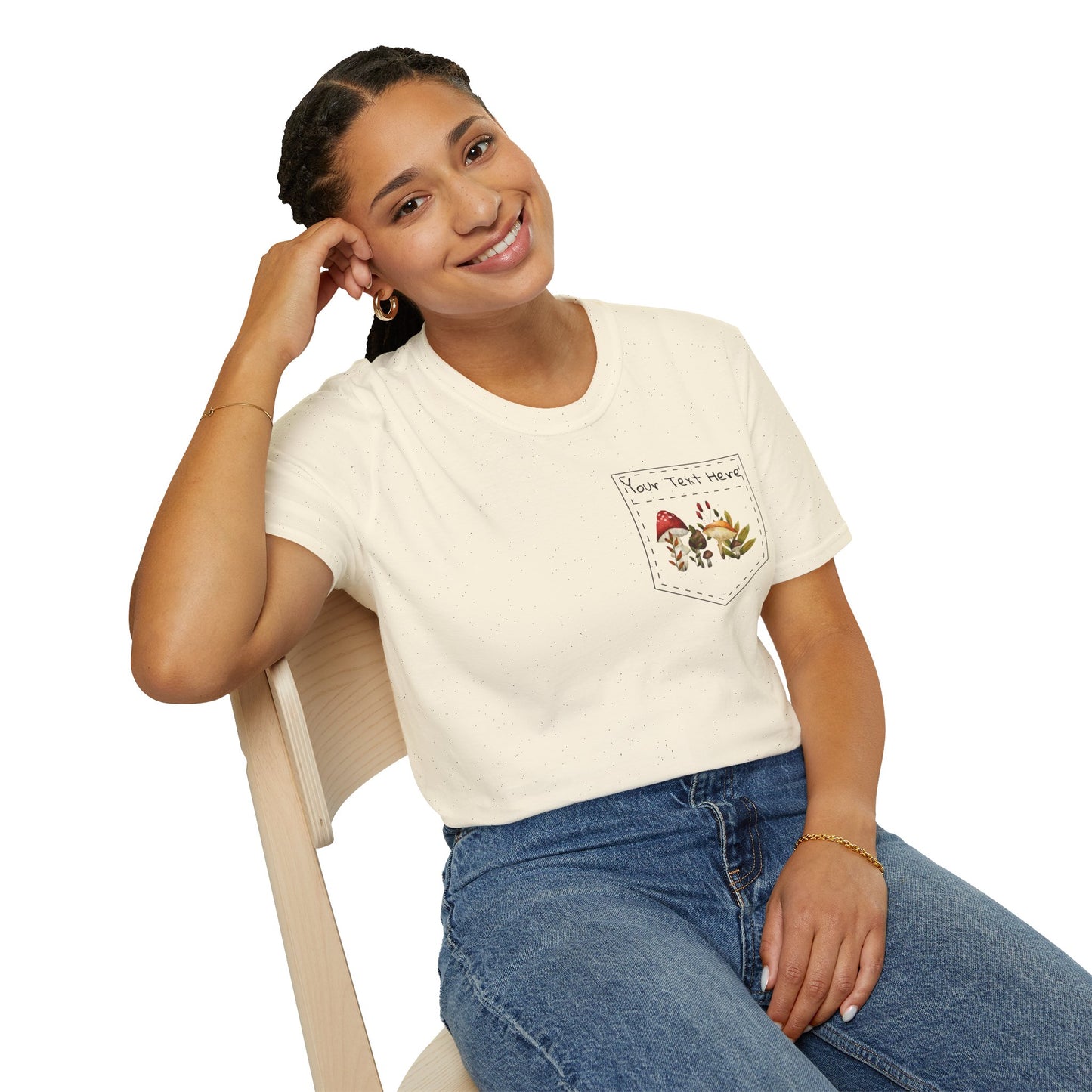 Mushroom Pocket Tee, Nature T-Shirt, Plant Lover Gift, Botanical Graphic Shirt, Fungi Print Top
