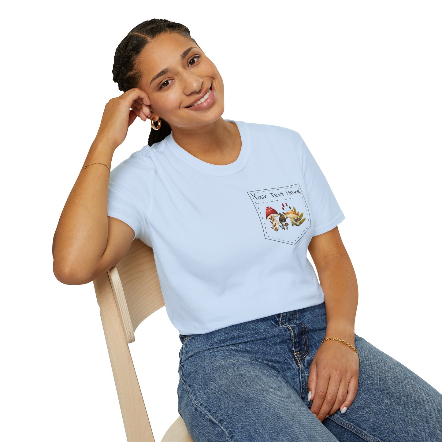 Mushroom Pocket Tee, Nature T-Shirt, Plant Lover Gift, Botanical Graphic Shirt, Fungi Print Top