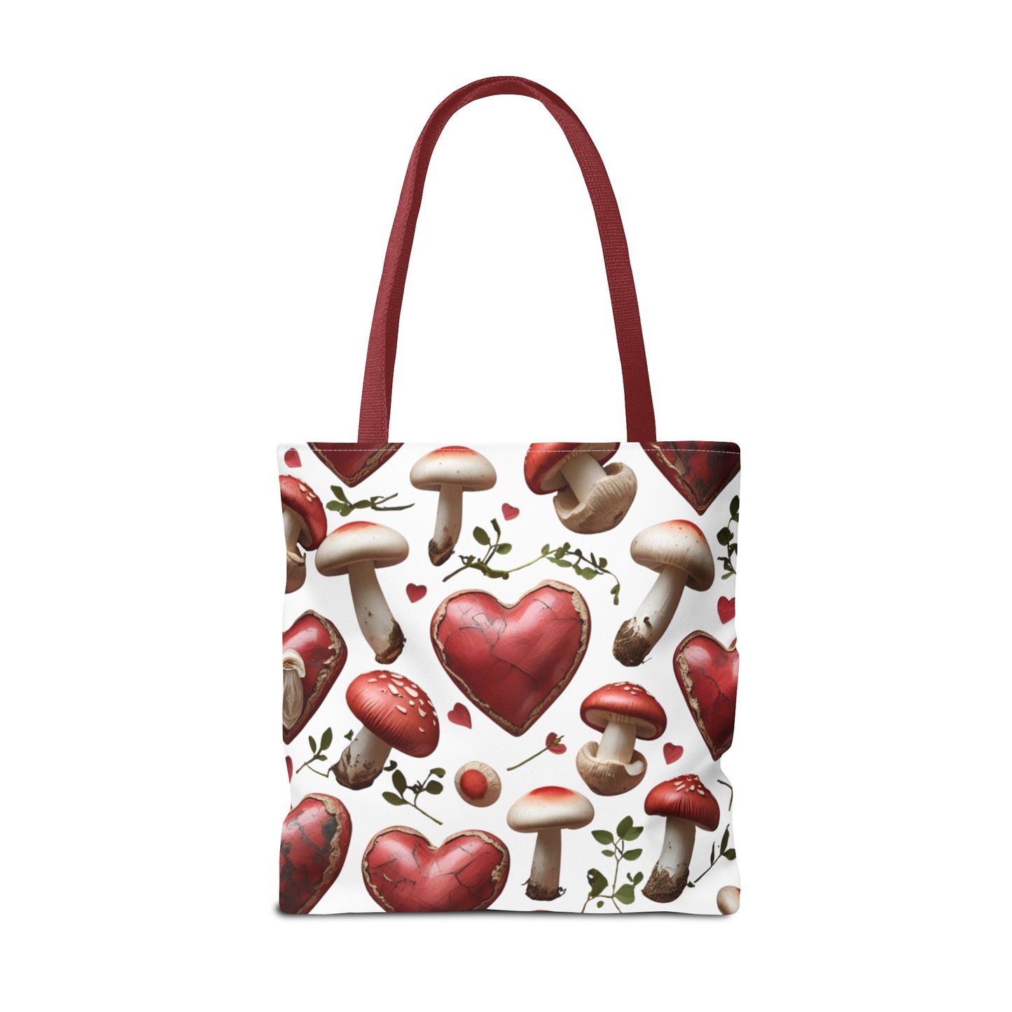Romantic Mushroom Tote Bag | Cute Heart & Fungi Design | Eco-Friendly Shopping Bag, Gift for Her, Floral Grocery Bag, Boho Style
