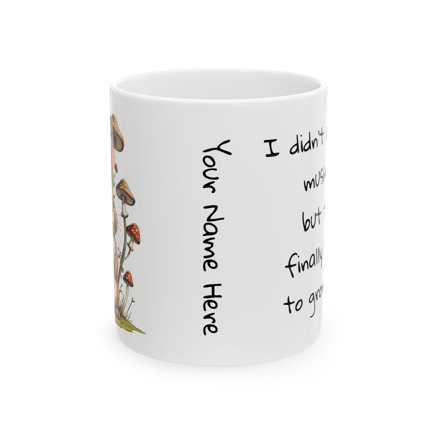 Personalized Mug - Whimsical Mushroom and Bunny Ceramic Mug (11oz/15oz)
