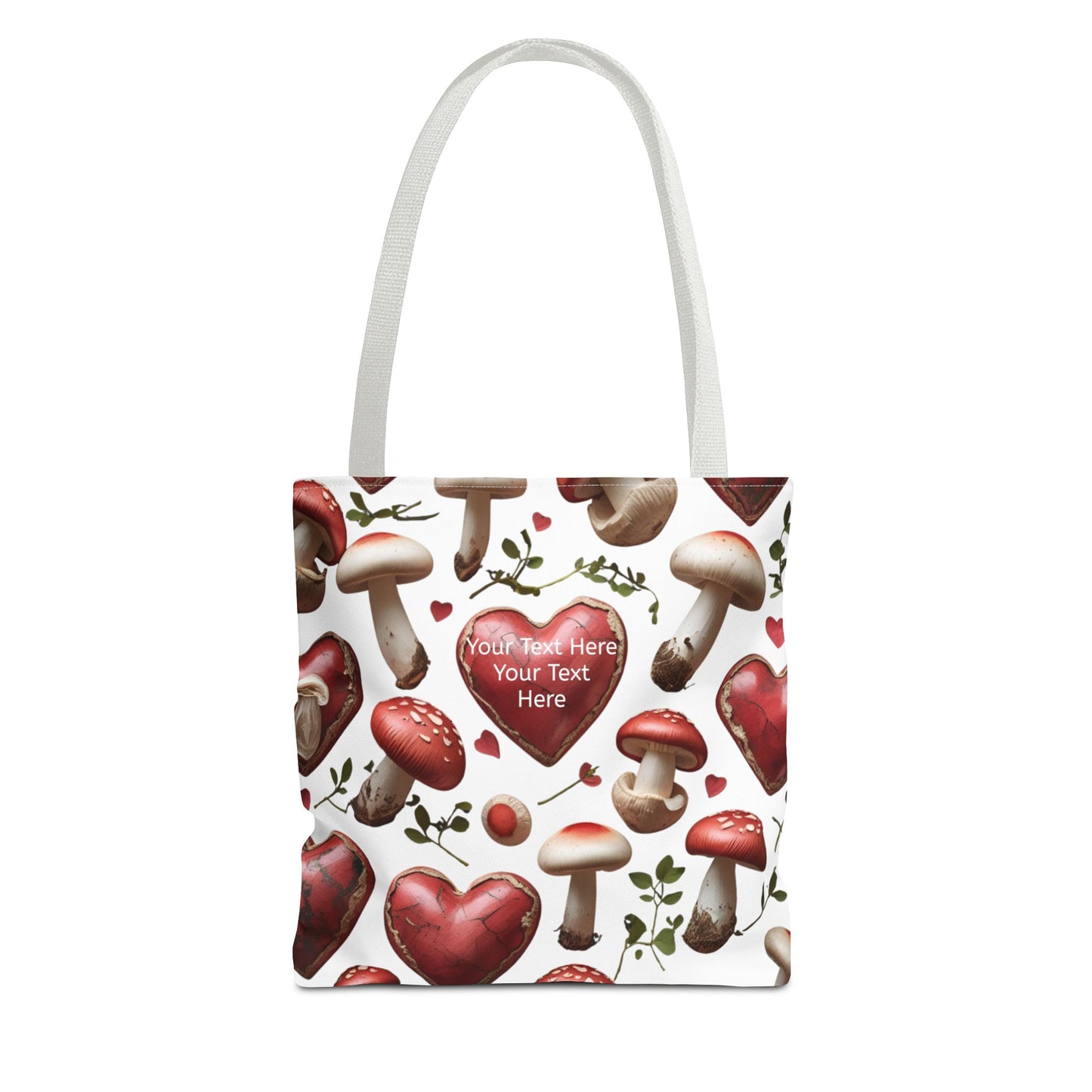 Romantic Mushroom Tote Bag | Cute Heart & Fungi Design | Eco-Friendly Shopping Bag, Gift for Her, Floral Grocery Bag, Boho Style