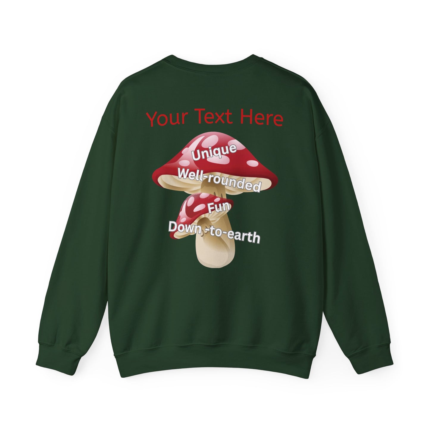 Personalized Fun Mushroom Crewneck Sweatshirt | Unique Design for Casual Outings, Gifts, Festivals, and Cozy Days!