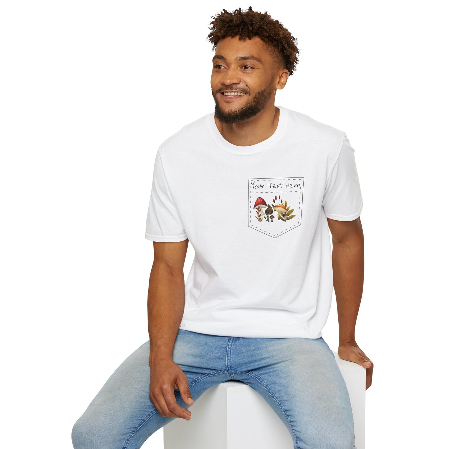 Mushroom Pocket Tee, Nature T-Shirt, Plant Lover Gift, Botanical Graphic Shirt, Fungi Print Top