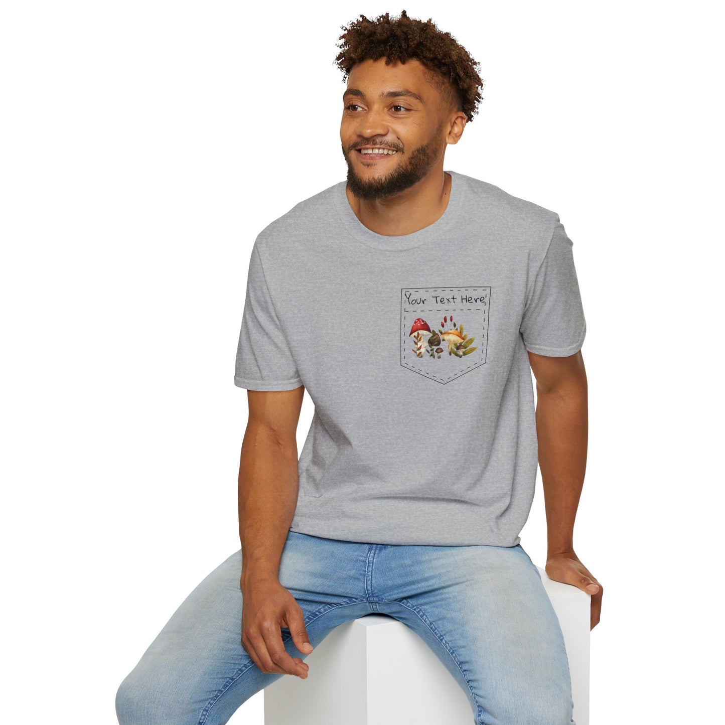 Mushroom Pocket Tee, Nature T-Shirt, Plant Lover Gift, Botanical Graphic Shirt, Fungi Print Top