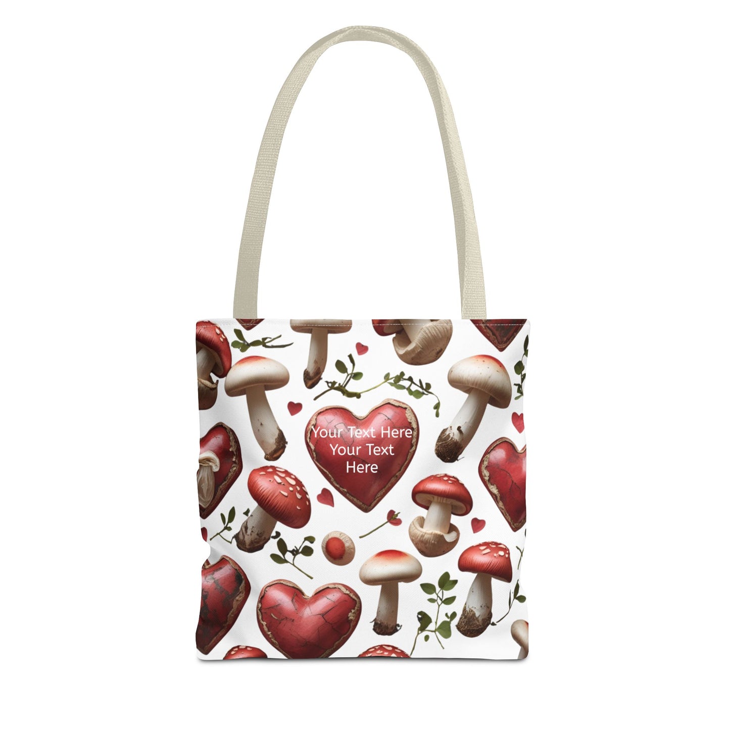 Romantic Mushroom Tote Bag | Cute Heart & Fungi Design | Eco-Friendly Shopping Bag, Gift for Her, Floral Grocery Bag, Boho Style