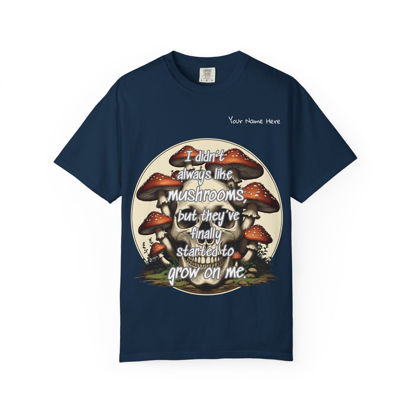 Mushroom Lover T-Shirt, Unisex Garment-Dyed Tee, Skulls and Fungi Graphic Shirt, Unique Gift for Nature Lovers, Halloween Apparel