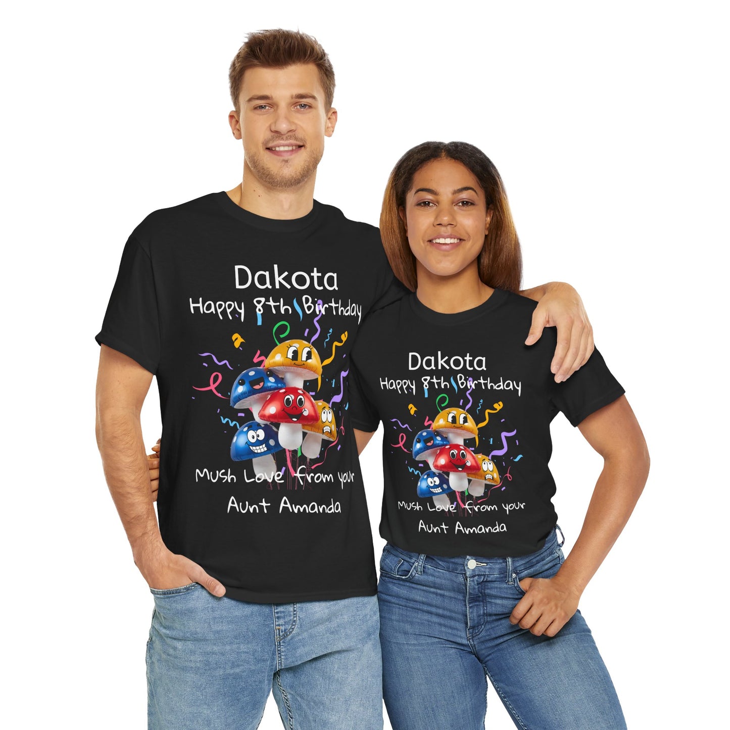 Adult Birthday Mushroom Balloons Unisex Tee, Customized Party Shirt, Boy Girl Man Woman, Personalized Cotton Top, Celebration