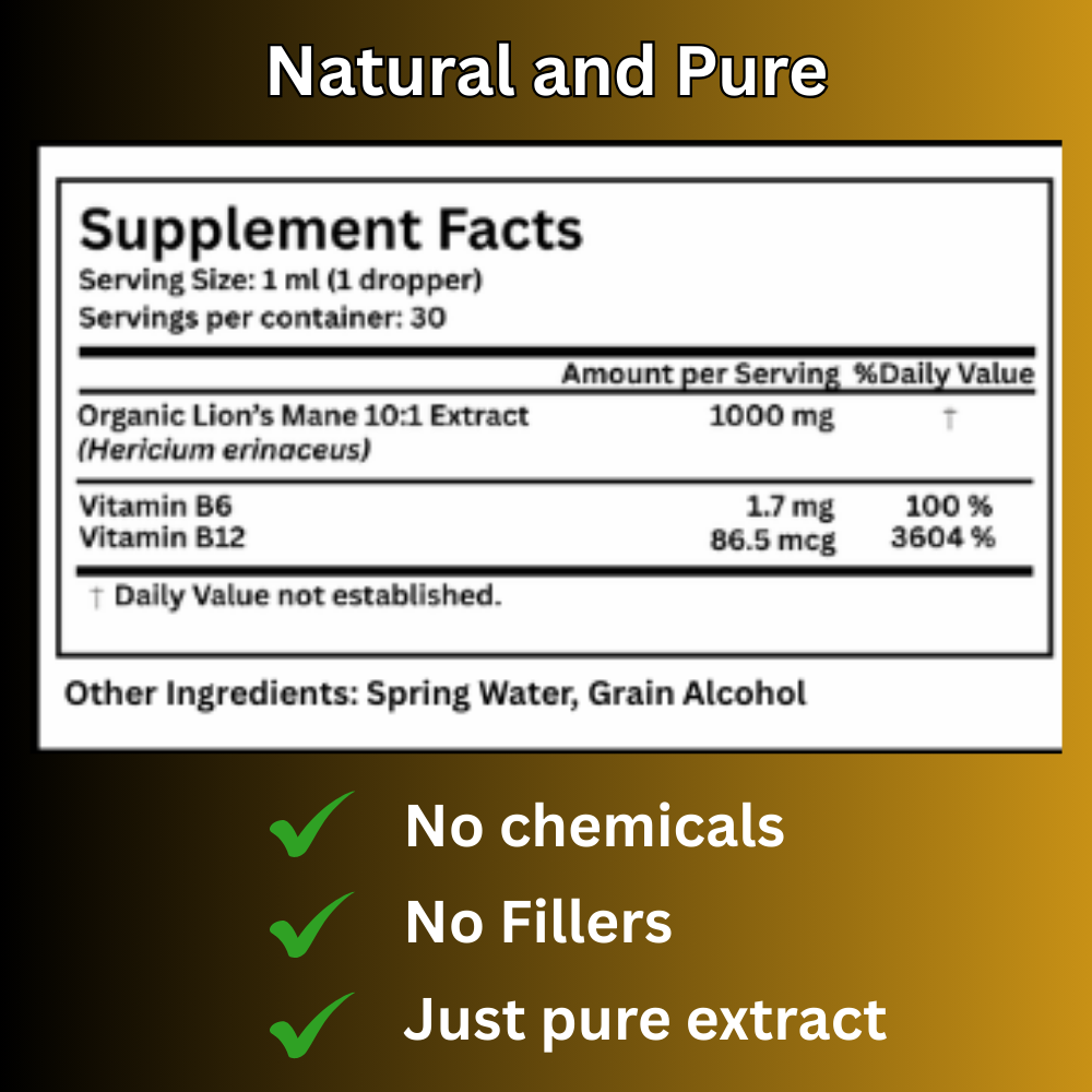 Lion's Mane Mushroom Tincture Enhanced with B6 and B12