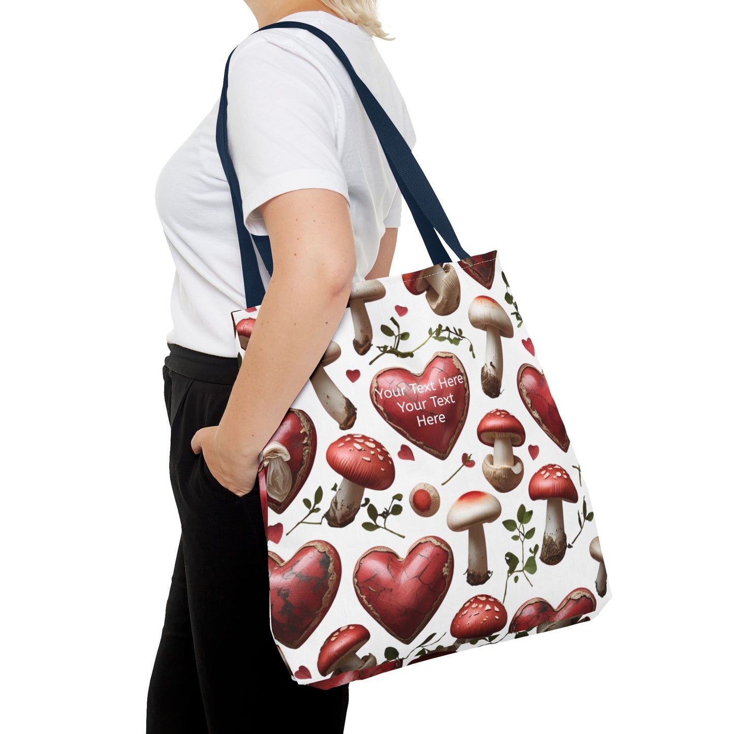 Romantic Mushroom Tote Bag | Cute Heart & Fungi Design | Eco-Friendly Shopping Bag, Gift for Her, Floral Grocery Bag, Boho Style