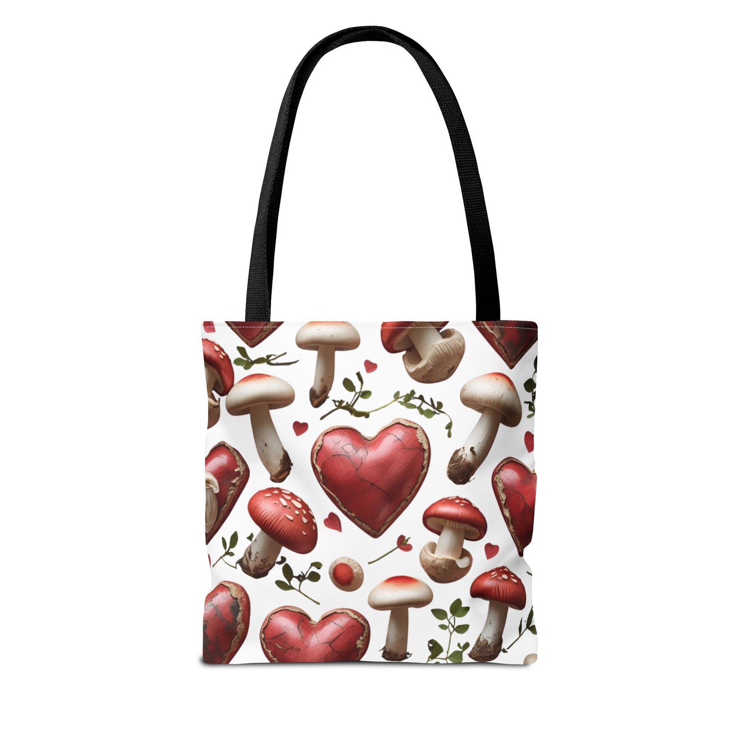 Romantic Mushroom Tote Bag | Cute Heart & Fungi Design | Eco-Friendly Shopping Bag, Gift for Her, Floral Grocery Bag, Boho Style