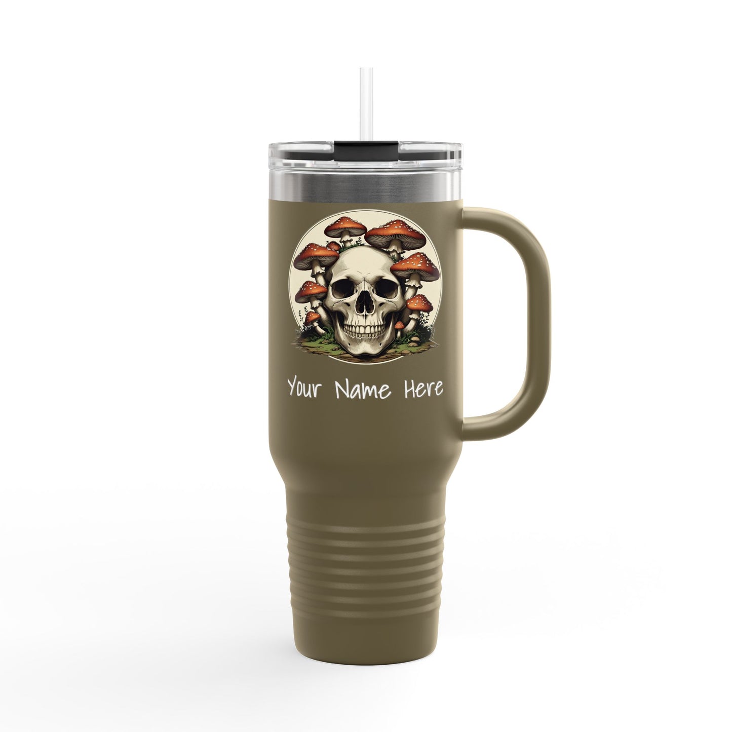 Funny Skull and Mushroom Insulated Travel Mug