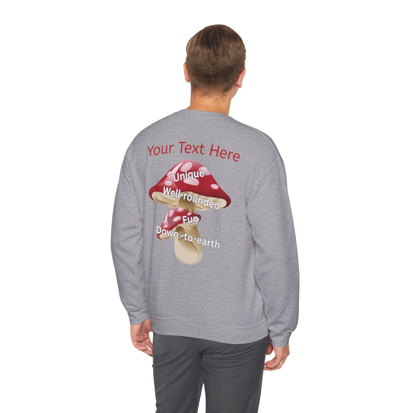Personalized Fun Mushroom Crewneck Sweatshirt | Unique Design for Casual Outings, Gifts, Festivals, and Cozy Days!