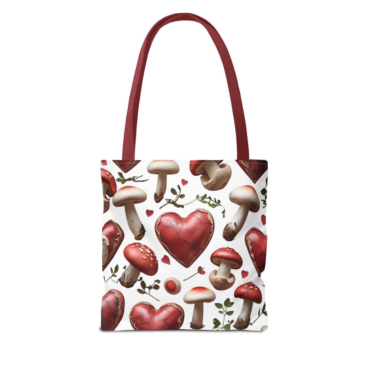 Romantic Mushroom Tote Bag | Cute Heart & Fungi Design | Eco-Friendly Shopping Bag, Gift for Her, Floral Grocery Bag, Boho Style