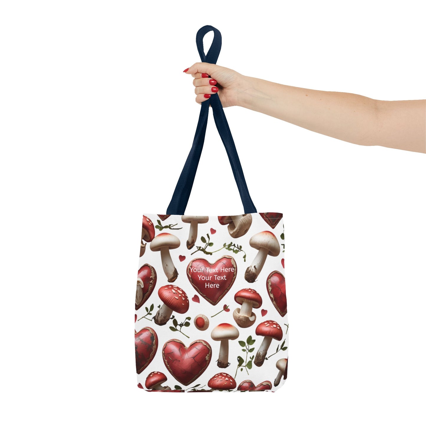 Romantic Mushroom Tote Bag | Cute Heart & Fungi Design | Eco-Friendly Shopping Bag, Gift for Her, Floral Grocery Bag, Boho Style