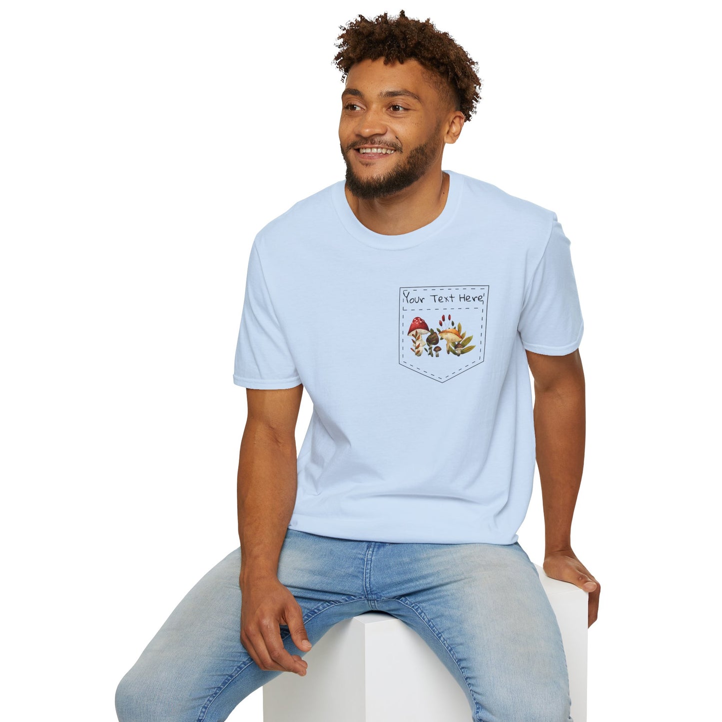 Mushroom Pocket Tee, Nature T-Shirt, Plant Lover Gift, Botanical Graphic Shirt, Fungi Print Top
