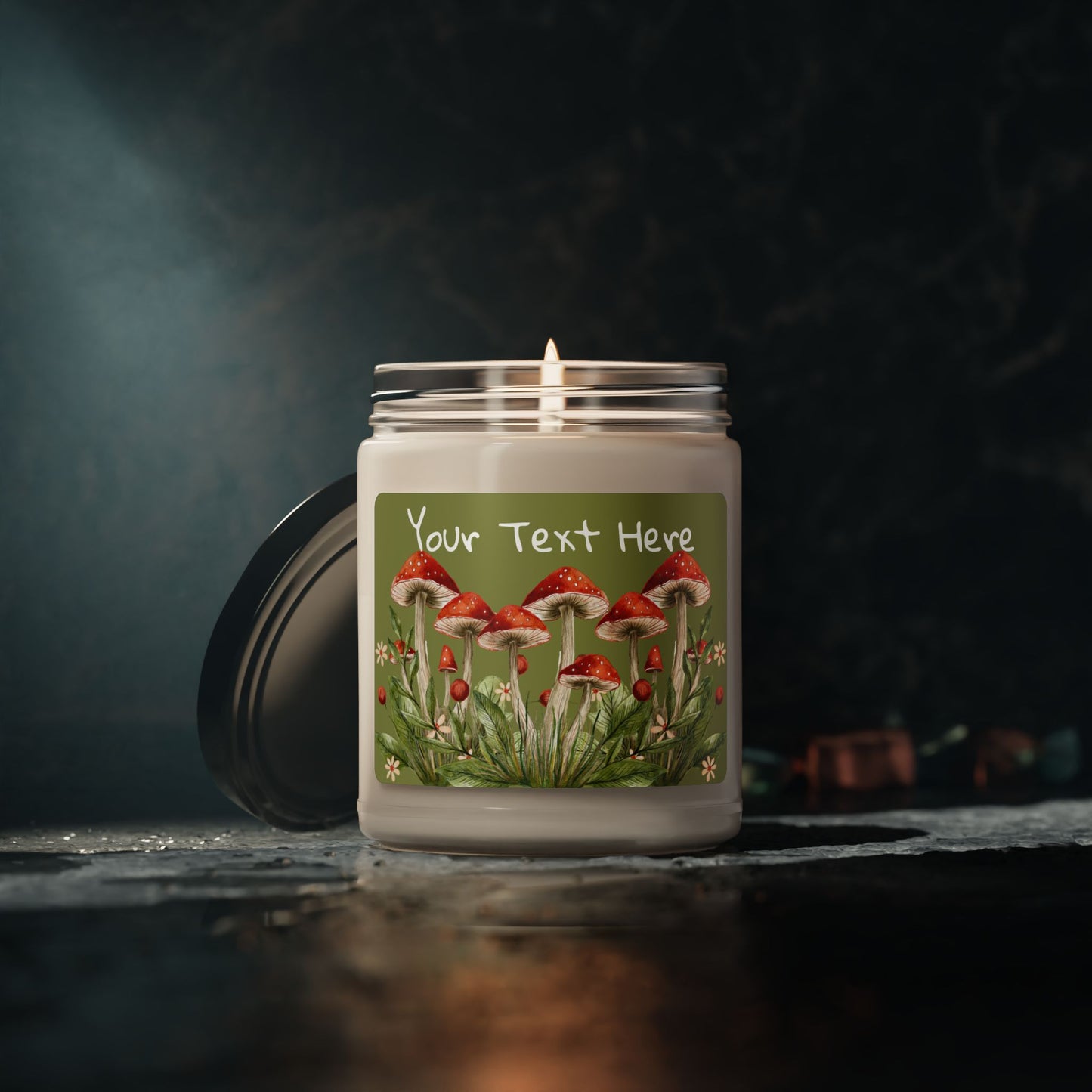 Mushroom Theme Scented Soy Candle, Personalized Candles for Home Decor, Eco-Friendly Gifts, Holiday Candles, Self-Care Essentials