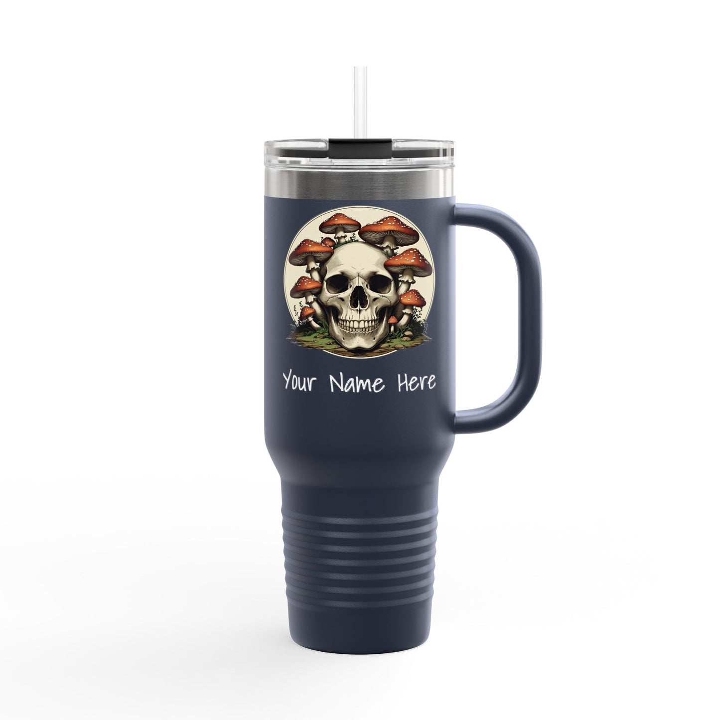 Funny Skull and Mushroom Insulated Travel Mug