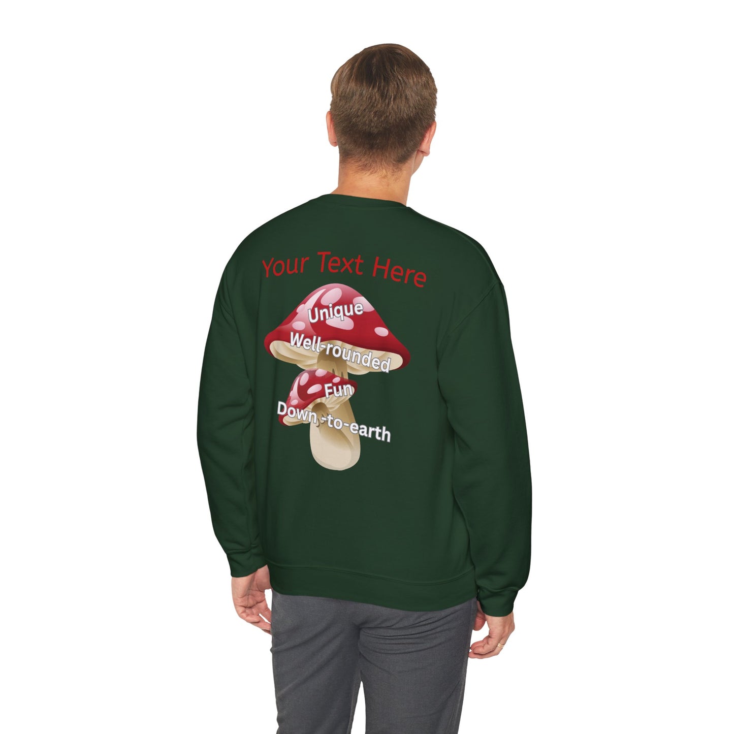 Personalized Fun Mushroom Crewneck Sweatshirt | Unique Design for Casual Outings, Gifts, Festivals, and Cozy Days!