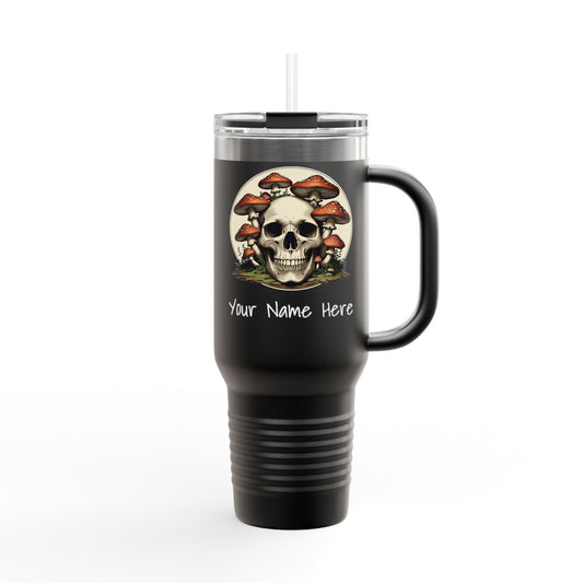 Funny Skull and Mushroom Insulated Travel Mug