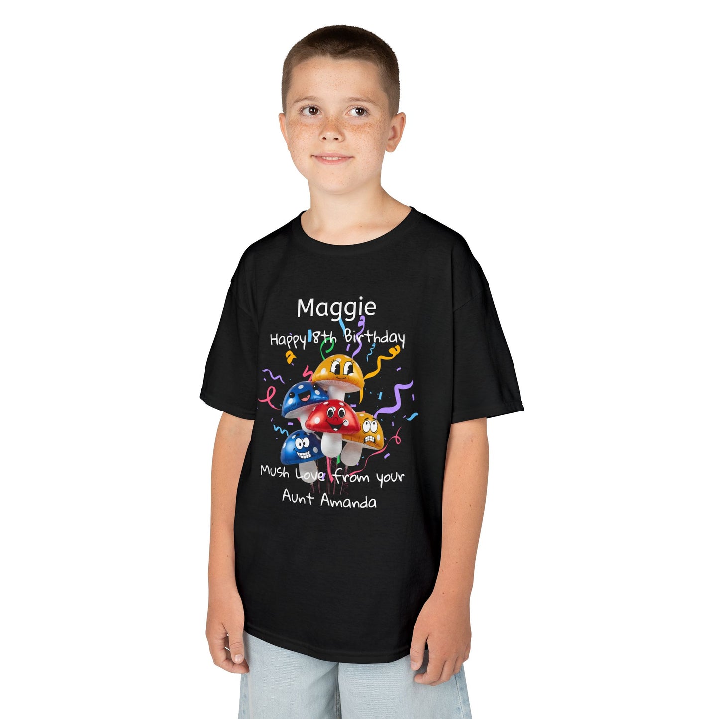 Child Birthday Mushroom Balloons Unisex Tee, Customized Party Shirt, Boy Girl Man Woman, Personalized Cotton Top, Celebration