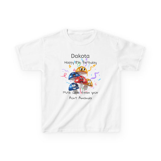 Child Birthday Mushroom Balloons Unisex Tee, Customized Party Shirt, Boy Girl Man Woman, Personalized Cotton Top, Celebration